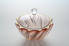 Конфетница с крышкой красн 19см R-G, Bohemia Gold