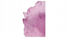 Конфетница декоративная Decor de Table Pate de Verre Cristal Бабочки 20 см, хрустальное тесто,розовая, п/к