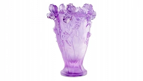 Ваза Decor de Table Pate de Verre Cristal Ирисы 32 см, хрустальное тесто, фиолетовая, п/к