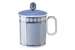 Кружка с крышкой Rosenthal Сваровски 390 мл, фарфор, голубая