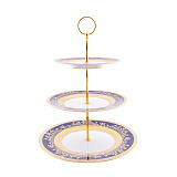 Этажерка трехъярусная Falkenporzellan Constanza Cobalt Gold