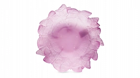Конфетница декоративная Decor de Table Pate de Verre Cristal Бабочки 20 см, хрустальное тесто,розовая, п/к