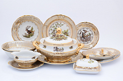 Столовый сервиз на 6 персон Охота Бежевая Sterne porcelan