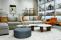 Пуф круглый Murano жаккард синий GARDA DECOR